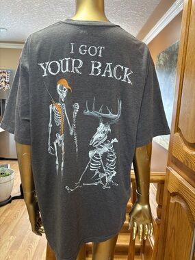 I Got Your Back Graphic Tee - Charcoal Skeleton Hunting Shirt